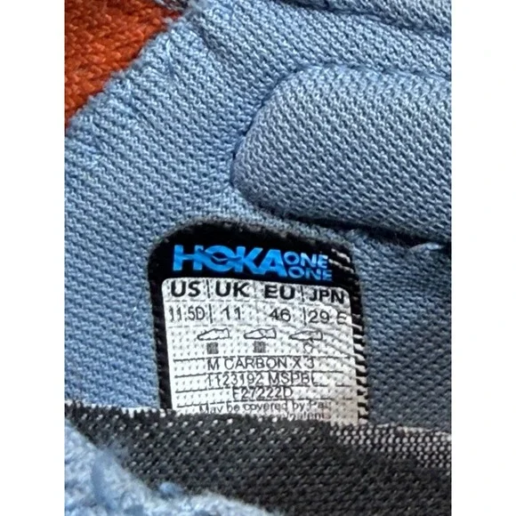 Hoka Carbon X 3 Running Shoes Mens 11.5 Orange Gray Activewear Outdoor - Picture 9 of 9